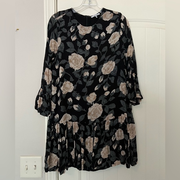 Ganni Carlton Georgette Dress Black Floral - Picture 4 of 9